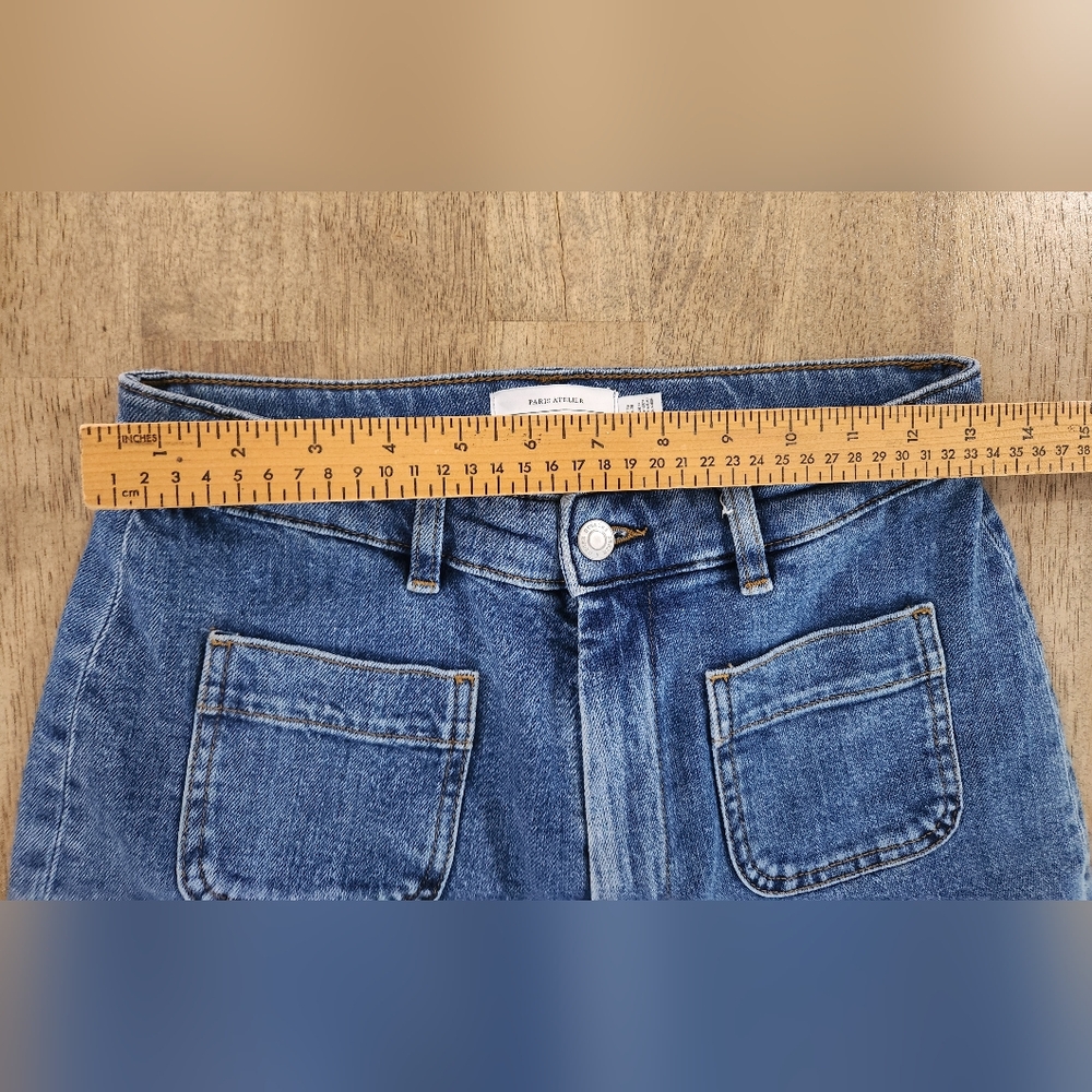 Paris Atelier & Other Stories Faded Flare Patch Pocket High Rise Jeans 28 (D16) - Picture 5 of 11